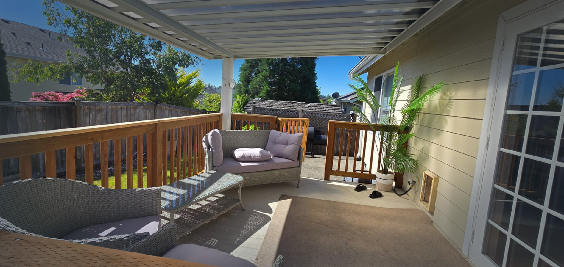 Comfortable covered outside seating porch